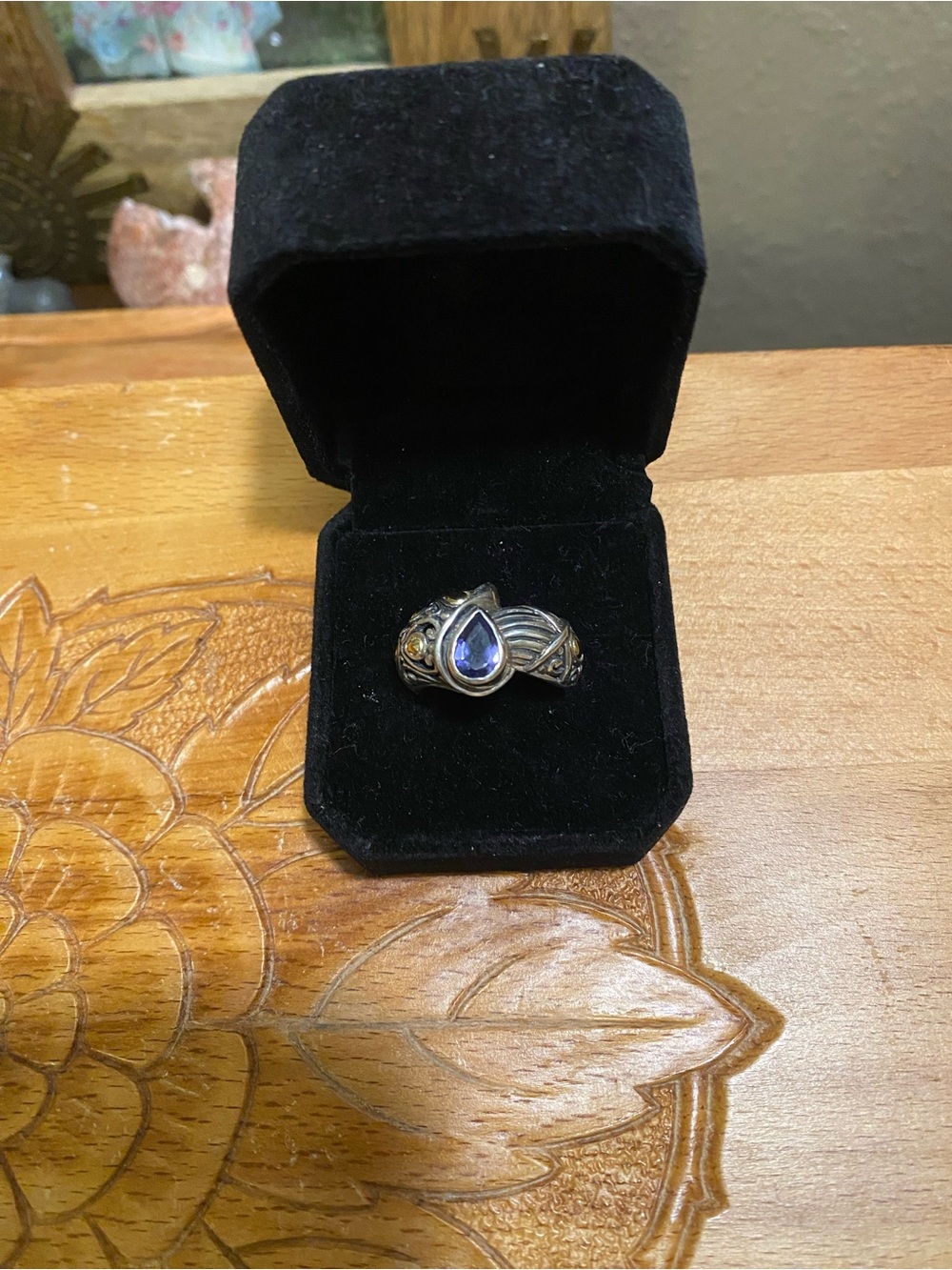 Samuel B. Teardrop Iolite & 18k Gold Accent Sterling Ring